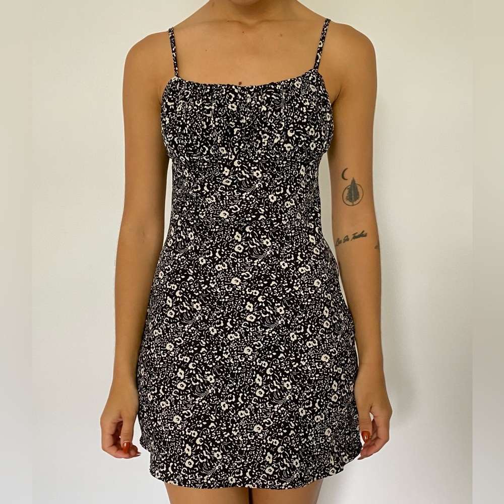 black and white pattern mini sundress